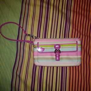 Coach Striped Wristlet